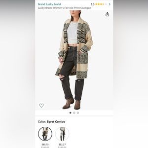 Lucky Brand Women's Fair Isle Print Coatigan